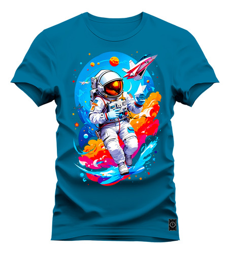 Camiseta Estampada Premium Shirt Algodão Astronalta Viagem