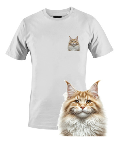  Camiseta Pet Minimalista Gato Maine Coon