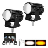 Par De Faros Led Lupa Doble Color Luces Auxiliares Moto 60w