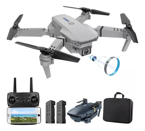 Mini Drone E88 Doble Cámara Con  Accesorios Plegable Wifi