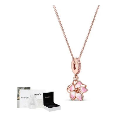 Collar Pandora Corazón Rosa Original Plata S925