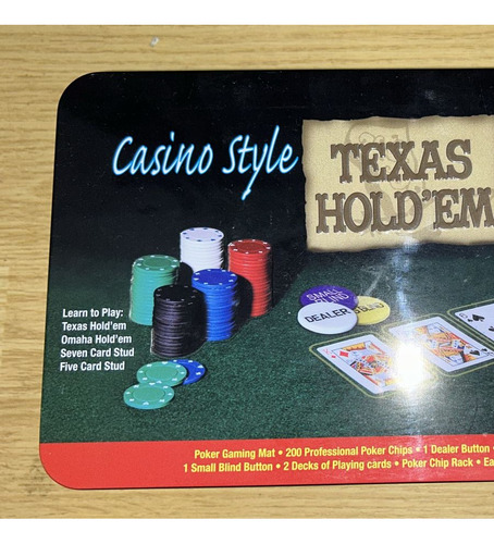 Juego De Póker Texas Holde'm Casino 200 Fichas Cartas Y Paño