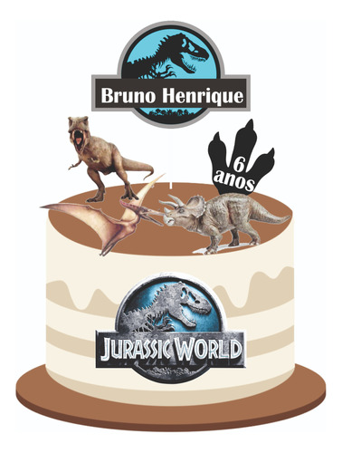 Topo De Bolo Personalizado Com Nome E Idade - Jurassic World