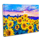 Cuadro Lienzo Canvas 45x60cm Campo Girasoles Atardecer Oleo