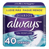 Always Protectores Diarios Sin Perfume 40 Un