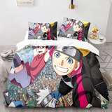 Juego Ropa De Cama Individual Boruto Y Sarada Anime Naruto A