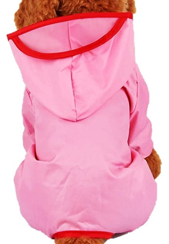 Capa Chuva Capuz Roupa Rosa Viseira Cães Impermeável Tam G