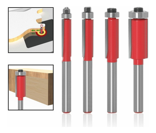 Brocas Rectas Con Balero Para Router 4pz 1/4,5/16,3/8,1/2