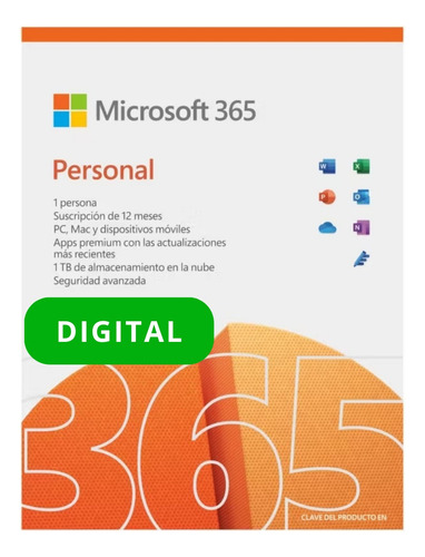 Microsoft 365/office Personal-1usuario-1 Año-5 Dispositivos 