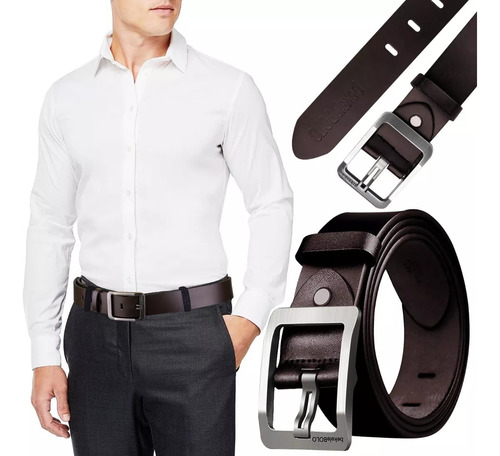  Cinturón Cuero Hombre Ajustable Alta Calidad Negro/marrón