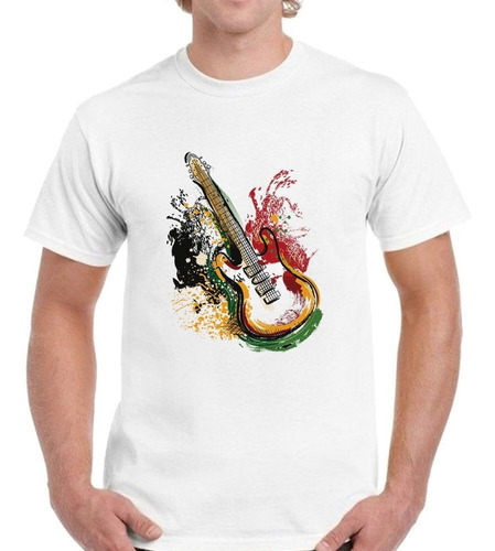 Remera De Hombre Guitarra Colores Reggae Rock Musica