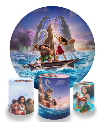 Painel + Cilindro Festa Lançamento Moana 2 Disney 2025