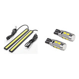 2 Faros Led T10 Lupa Canbus Pellizco Focos+2 Tira Luz Diurna