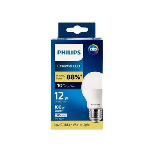 Foco Led Philips Ledbulb 12w E27 3000k 1pf Paquete 5 Piezas