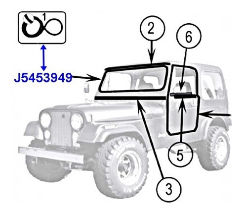 Goma Paral Intermedio Parabrisas Jeep Cj7 Y Wrangler  Foto 2