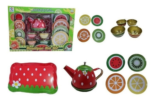 Set De Te Infantil Juguete Metálico Tazas Platos Tetera