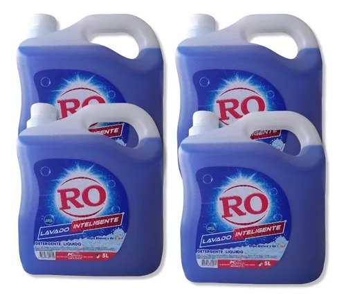 Detergente Liquido Ro Lavado Inteligente 5 Litros 4 Unidades