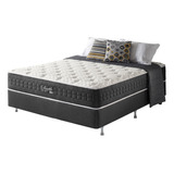 Cama Box Casal Preto + Colchão Molas  Hipersoft Seattle 138