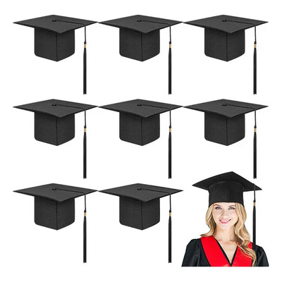 8 Piezas De Gorras De Graduación Con Borla Ajustable