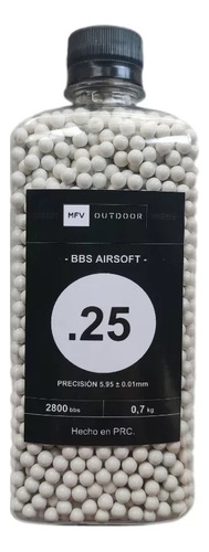 Combo Balines Bbs Airsoft 6mm 0.25 Mfv Outdoor 5600 1,4kg