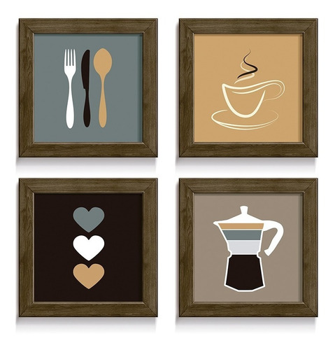 Quadro Decorativo Objetos Café Xícara Cozinha Cantina Copa