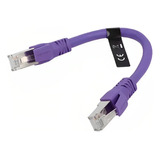 Cable De Red Vention Cat6a Certificado - 20 Centimetros Violeta - Premium Patch Cord - Blindado Sstp Rj45 Ethernet Servidores 10gbps - 500 Mhz - 100% Cobre - Ibmvah