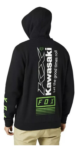 Campera Fox Racing Kawasaki Kawi Zip Algodon Capucha Cut