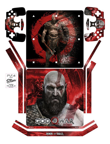 Adesivo Skin Playstation Ps4 Slim + Controles God Of War