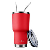 Termo Yeti De 30 Oz Acero Inoxidable Con Popote Y Cepillo Color Rojo Termo-1rj