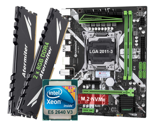 Kit Gamer Placa Mãe X99 2011-3 16gb Ddr4 Xeon 8 Core 2640 V3