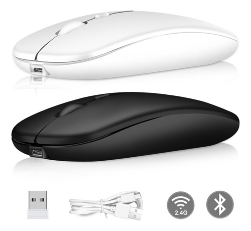 Mouse Inalámbrico Recargable Con Bluetooth Y Modo 2.4 2 Pzs.