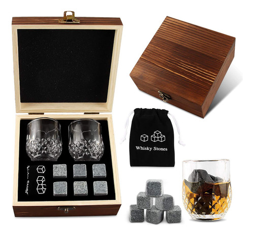 Whisky Stone Con Vasos De Whisky Y Caja De Madera Whiskey St