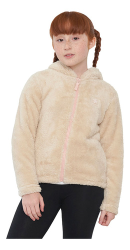 Polerón Niña Kids Peludo Zipper Ecru