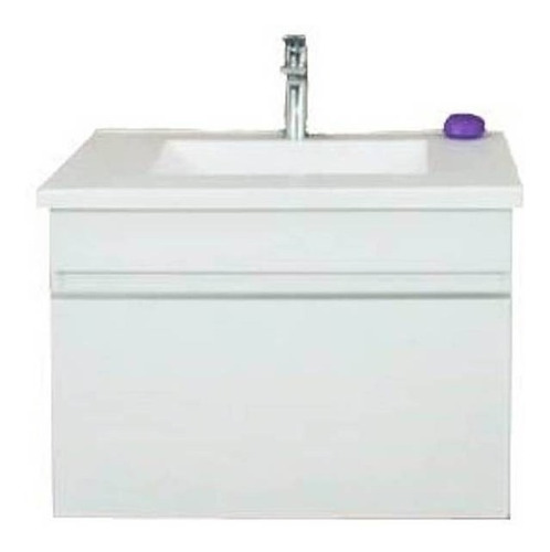 Mueble Para Baño Bernova Eco De 63cm De Ancho, 45cm De Alto Y 40cm De Profundidad Con Bacha Y Mueble Color Blanco Con Tres Agujeros Para Grifería