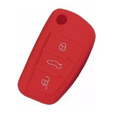 Funda Silicon Llave De Audi 3 Botones En Rojo