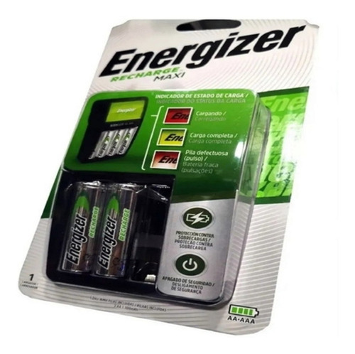 Cargador Pila Energizer Maxi Incluye 2 Aa Recargable
