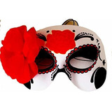 Máscara Calavera Con Rosa Artificial 4.5  (1 Unidad)