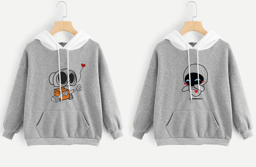 Buzo Buso Saco Hoodies Gris Jaspe  Pareja Walle Y Eva Amor