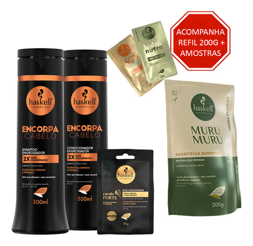 Kit Haskell Encorpa Shampoo E Cond 300ml + Dose Cavalo