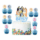 Toppers Y Cupcake Toppers De Bluey (24 Piezas)