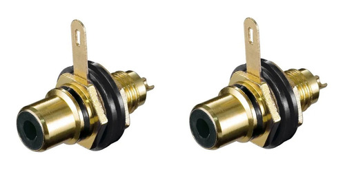 Conector Rca Jack Ficha Hembra Chasis Panel Negro - Pack X 2