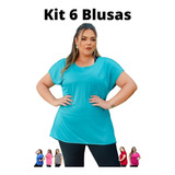 Kit 6 Camisas Dry Fit Plus Size Feminina Atacado