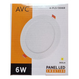 Foco Panel Led Embutido Redondo 6w Luz Fria Avc X10 Unidades