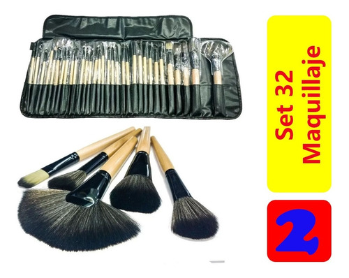 Pack 2 Set 32 Pinceles Y Brochas Maquillaje