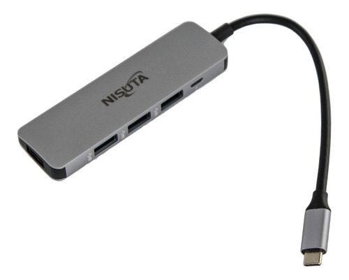 Hub Usb Tipo C Docking Aluminio 4 Puerto Usb 3.0 2.0 Ns Htec