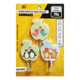 Kit 3 Ganchos Adesivo Parede Multiuso Animais Infantil Top