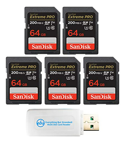 Paquete De 5 Tarjetas De Memoria Sandisk Extreme Pro 64gb Co