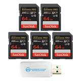 Paquete De 5 Tarjetas De Memoria Sandisk Extreme Pro 64gb Co