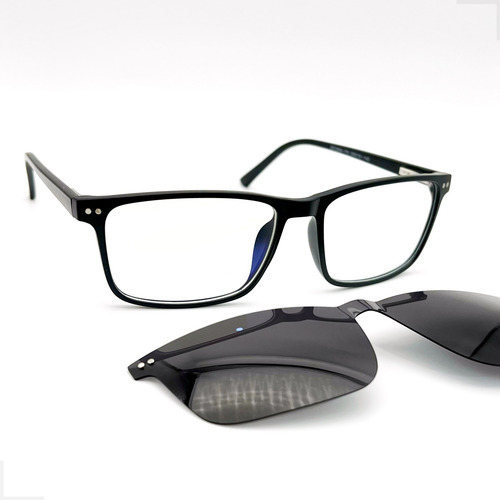 Óculos Grau Clip On Armação Grande Quadrado Tr90 Polarizado