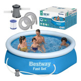 Pileta Inflable Redonda Bestway Fast Set 57450 1880lts Bomba